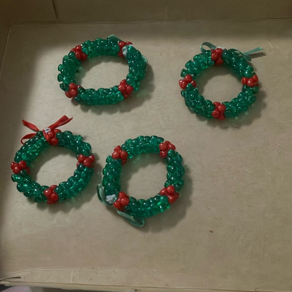 FINAL MARKDOWN Set of four handcrafted wreath ornaments